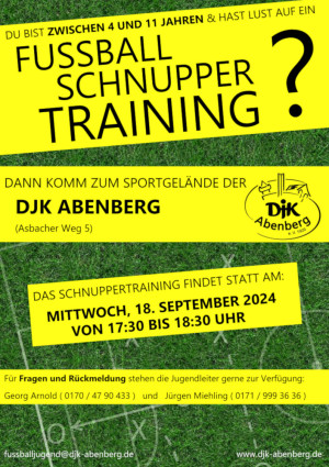 2024 09 18 Plakat Schnuppertraining